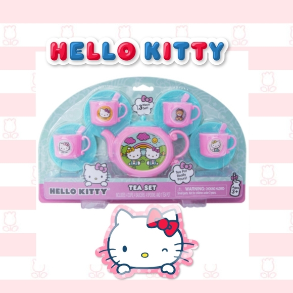 Hello Kitty Pink Character Tea Party 13 Piece Set New - Picture 2 of 6
